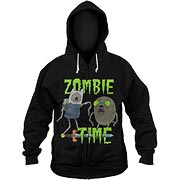 Adventure Time Finn and Jake Zombie Time Black Zip-Up Hoodie